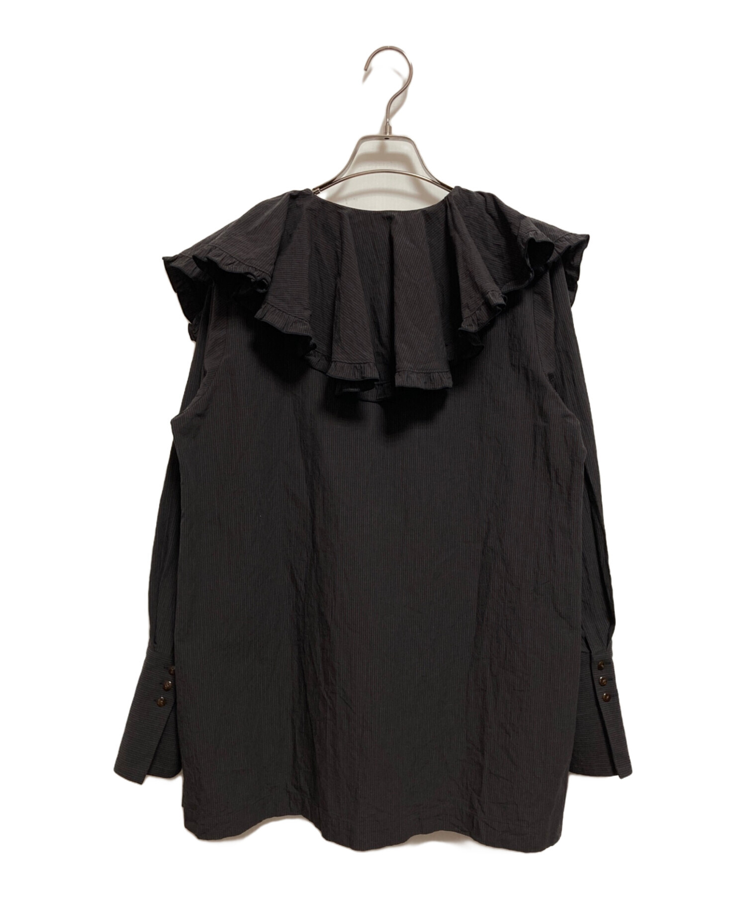 中古・古着通販】Uhr (ウーア) Ruffle Frill Shirt ブラウン サイズ 