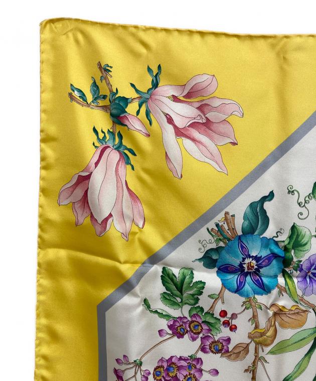 中古・古着通販】GUCCI (グッチ) フローラル柄スカーフ イエロー 