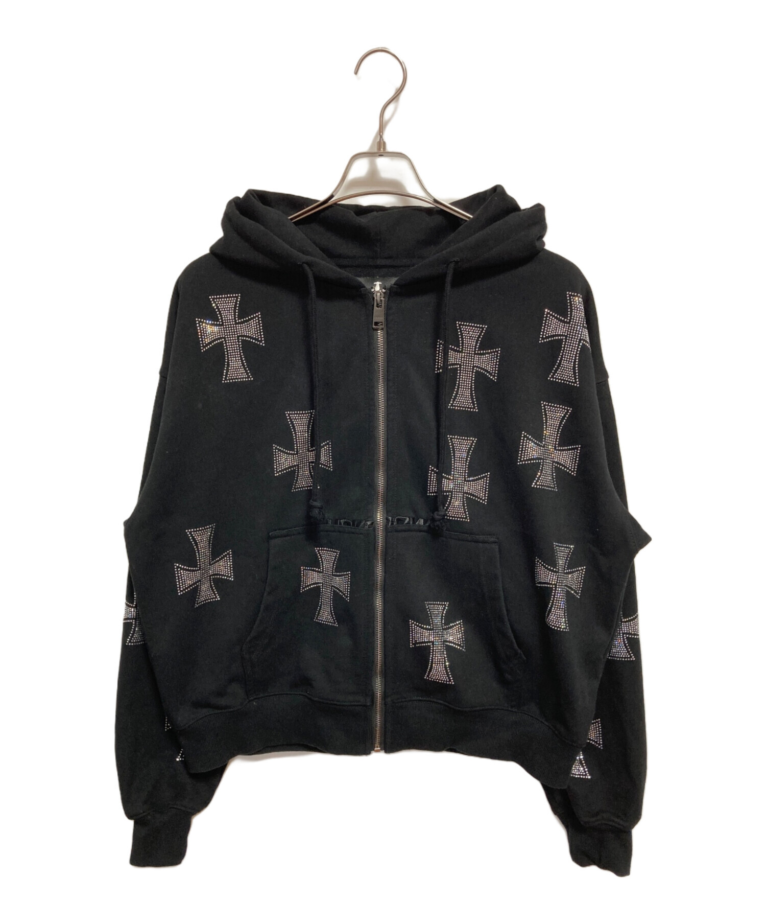 中古・古着通販】unknown (アンノーン) クロスラインストーンジップ 
