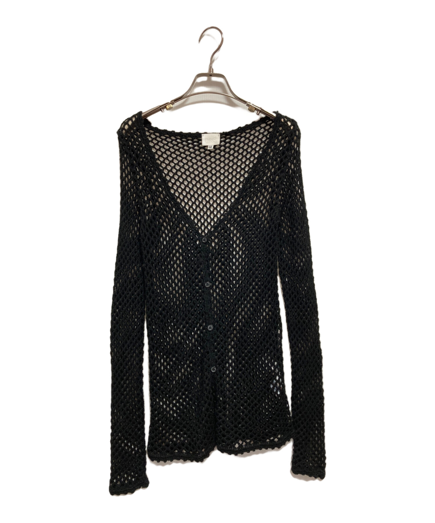 D&G ディー＆ジー カーディガン S 黒 【古着】【中古】【送料無料】 中古・古着通販】D&G (ディーアンドジー) メッシュカーディガン