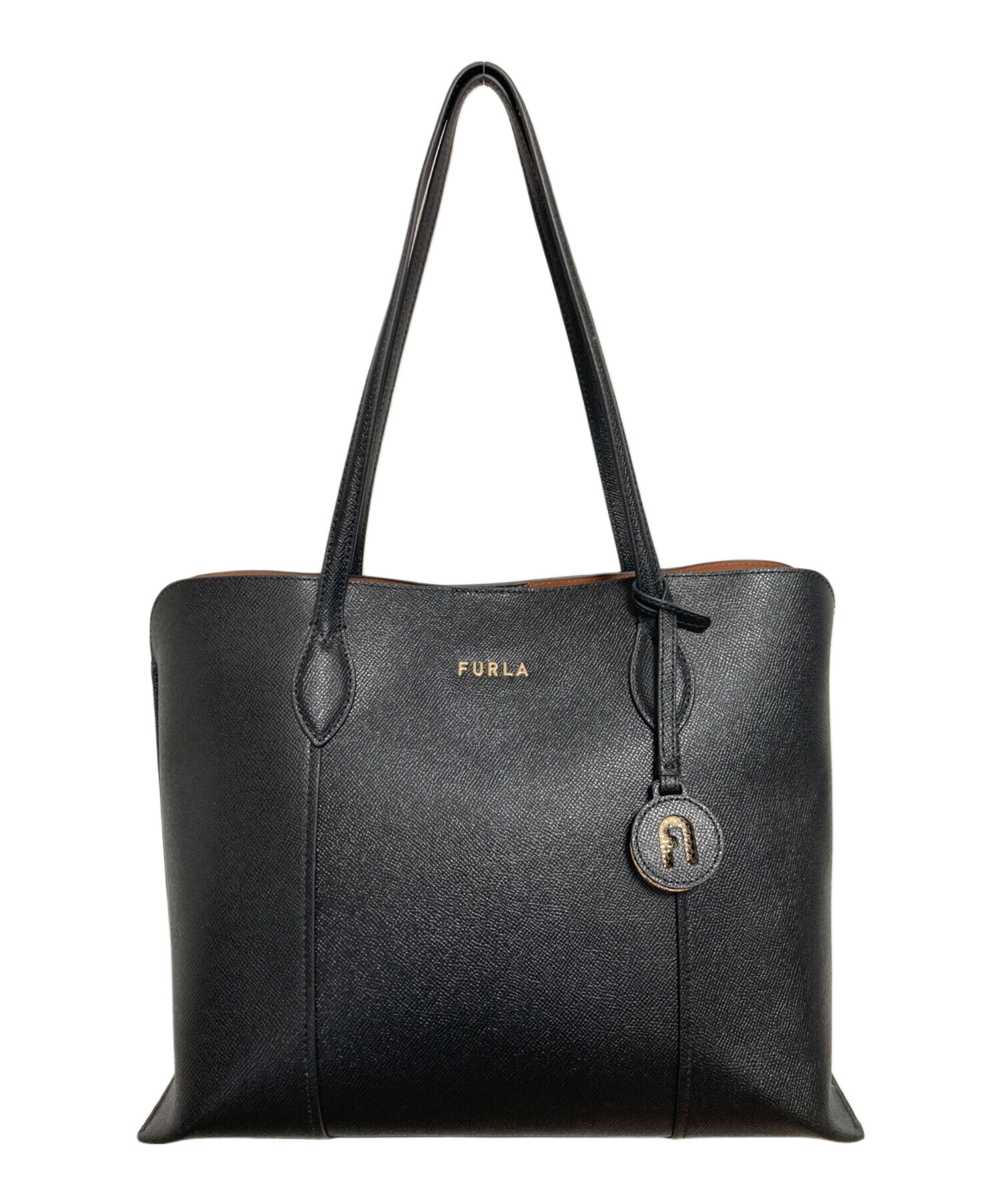 中古・古着通販】FURLA (フルラ) VITTOIA レザートートバッグ ブラック 