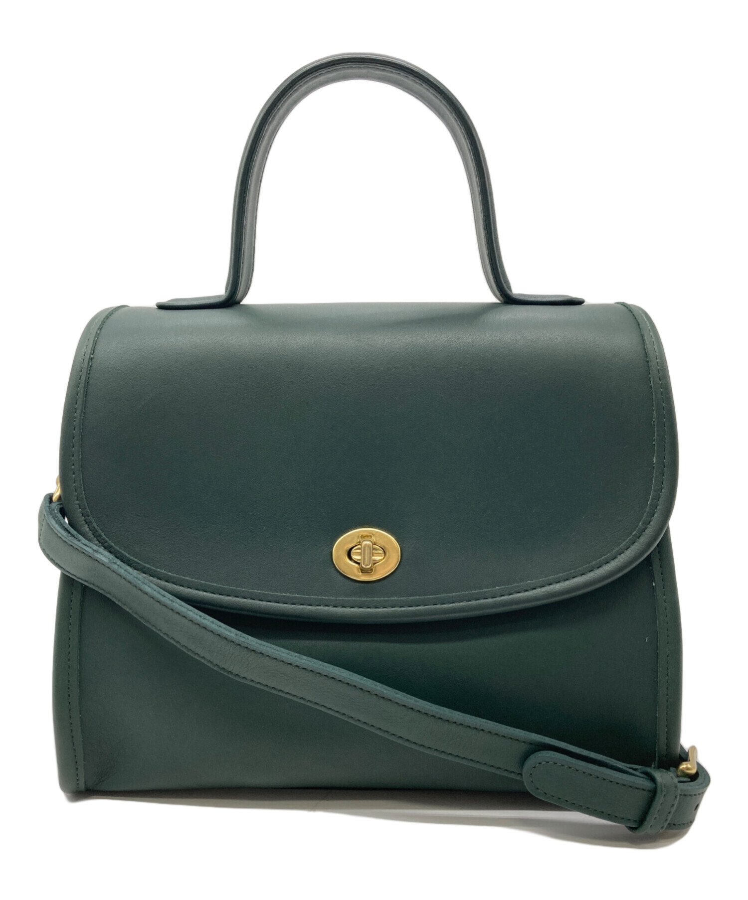 COACH ダークグリーン ビジネスバッグ 中古・古着通販】COACH (コーチ) ターンロックショルダーバッグ