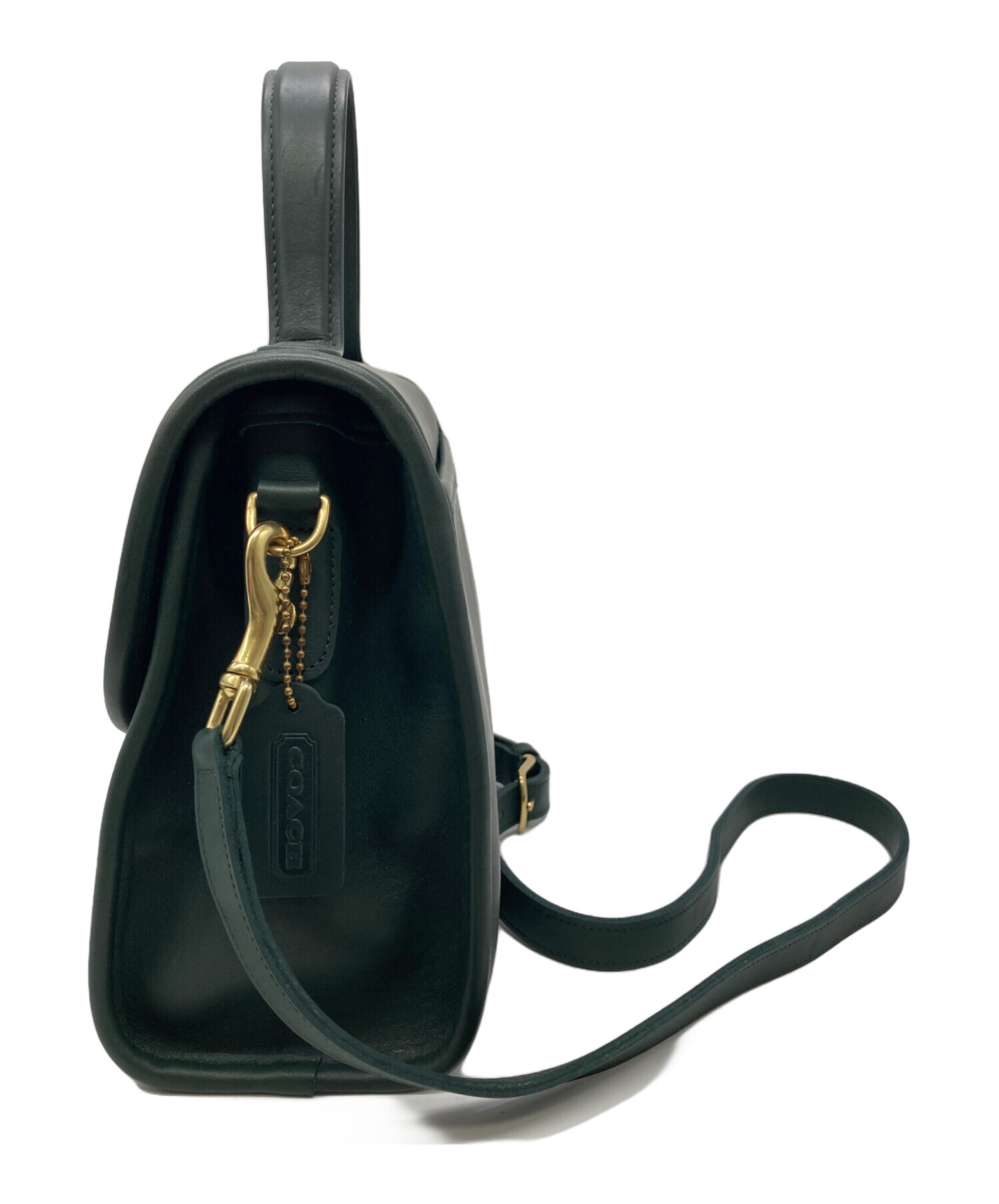 COACH ダークグリーン ビジネスバッグ 中古・古着通販】COACH (コーチ) ターンロックショルダーバッグ