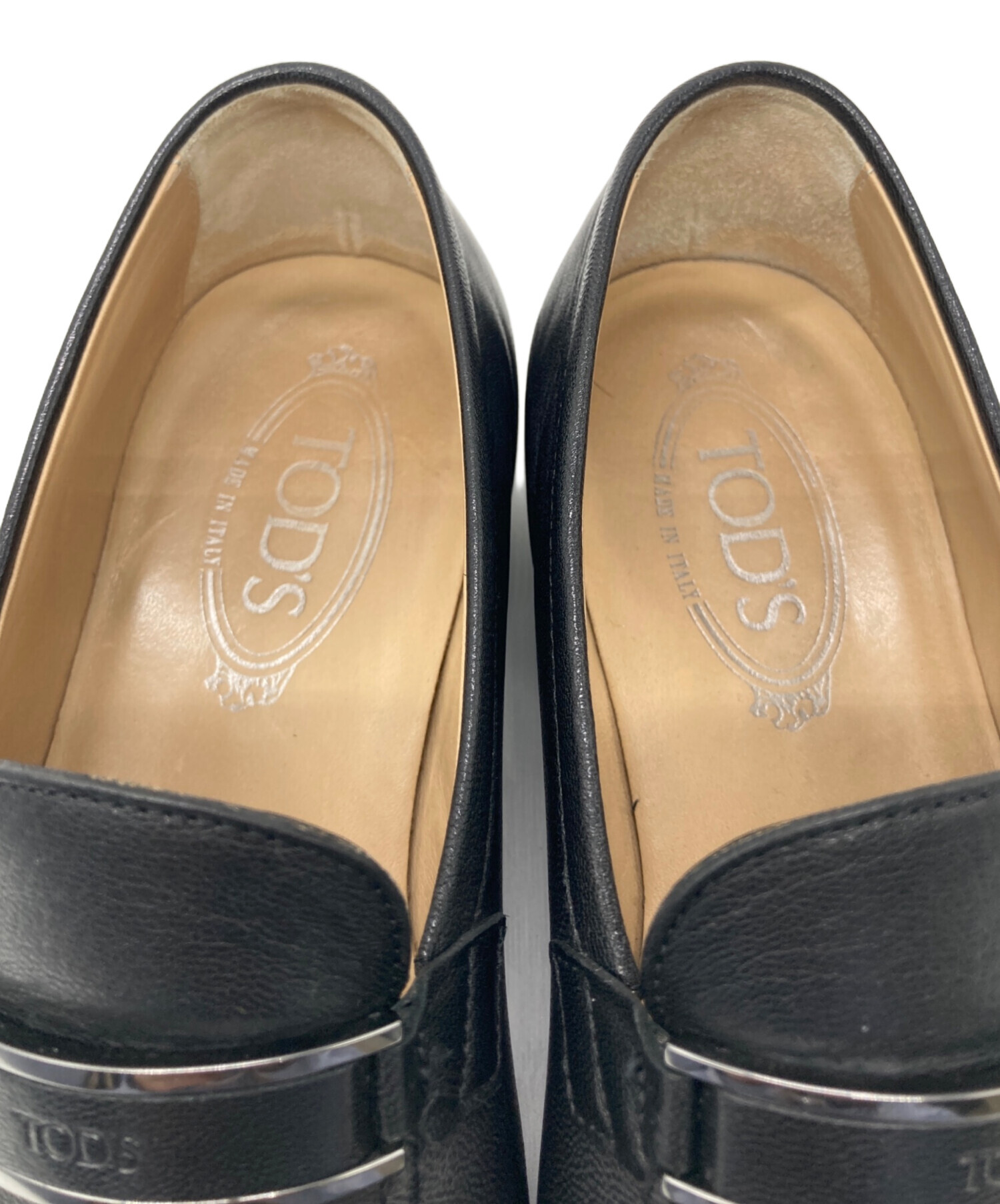 フォロー割■ TOD'S ローファー レザー キャンバス 6 1/2 中古・古着通販】TOD'S (トッズ) レザーローファー ブラック サイズ:5