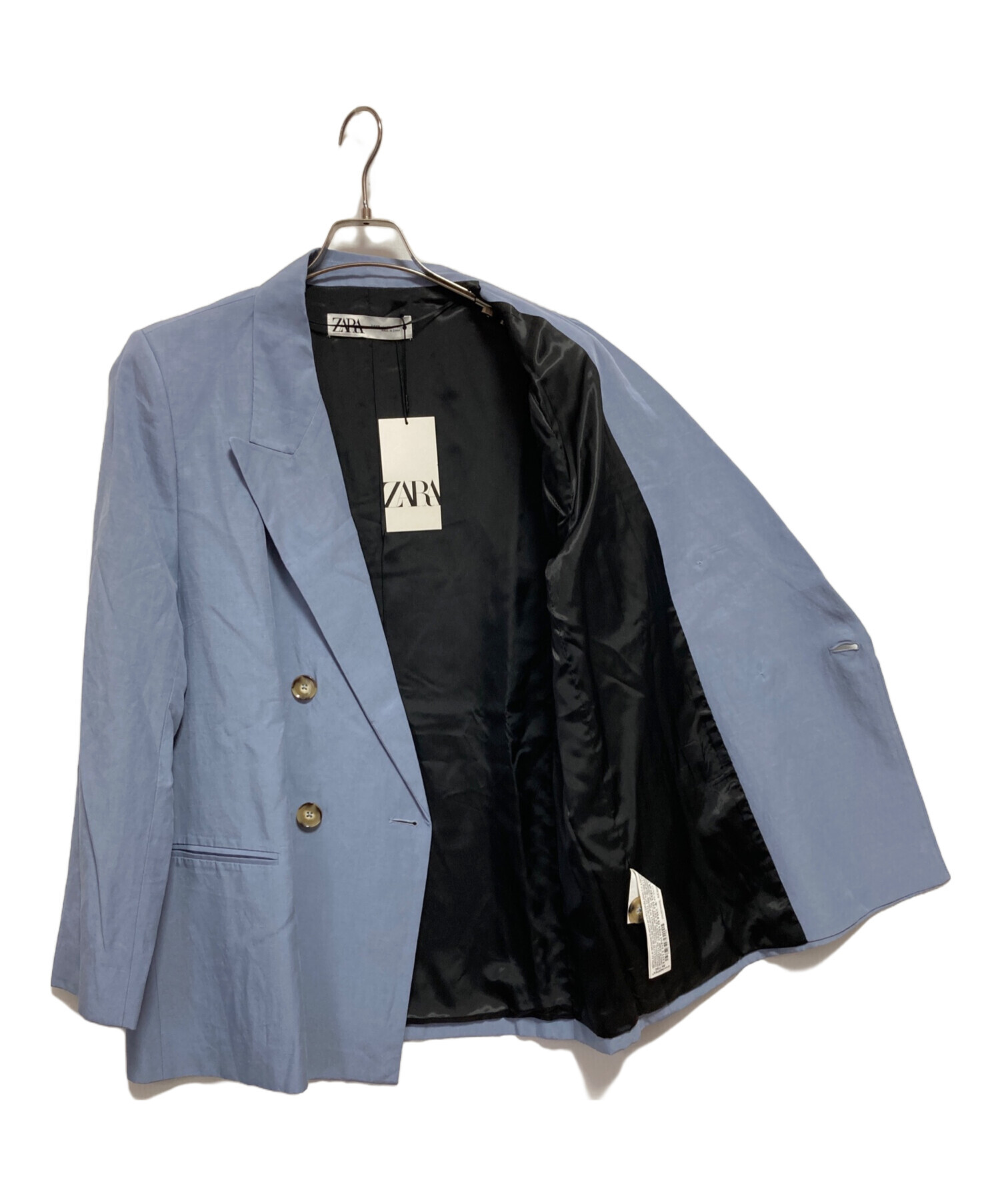 未使用タグ付き ZARA ダブルテーラードジャケット ネイビー 52 XL相当 中古・古着通販】ZARA (ザラ) ダブルテーラードジャケット ブルー