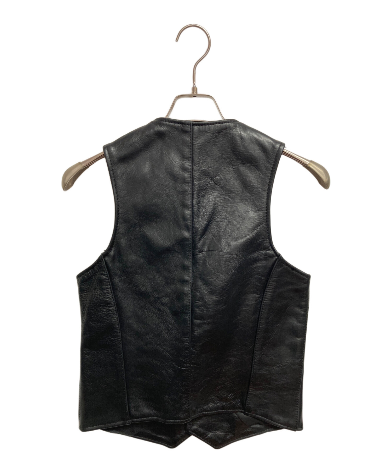 中古・古着通販】VANSON (バンソン) レザーベスト ブラック サイズ:34
