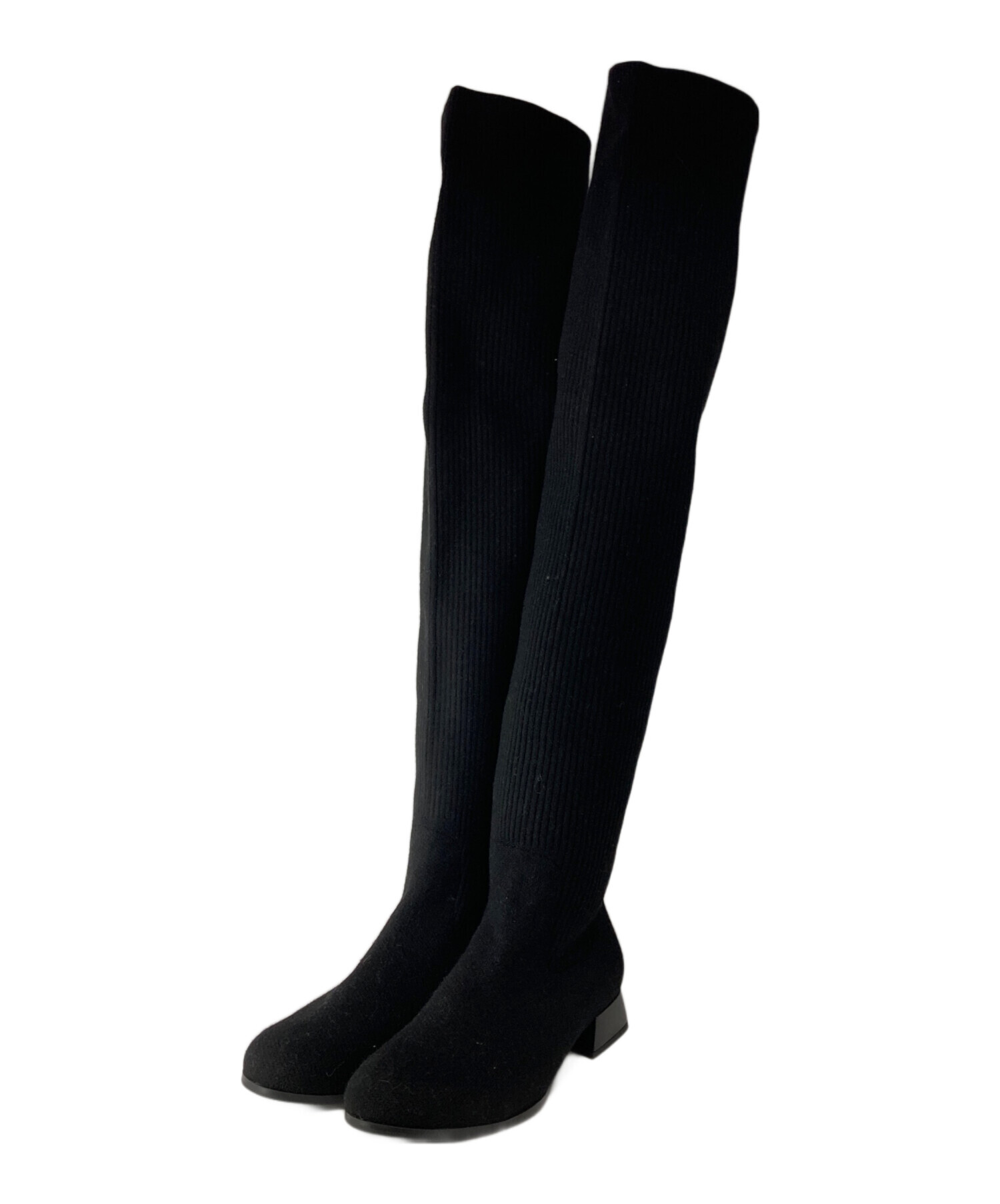 中古・古着通販】VIVAIA (ビバイア) ニットロングブーツ ブラック