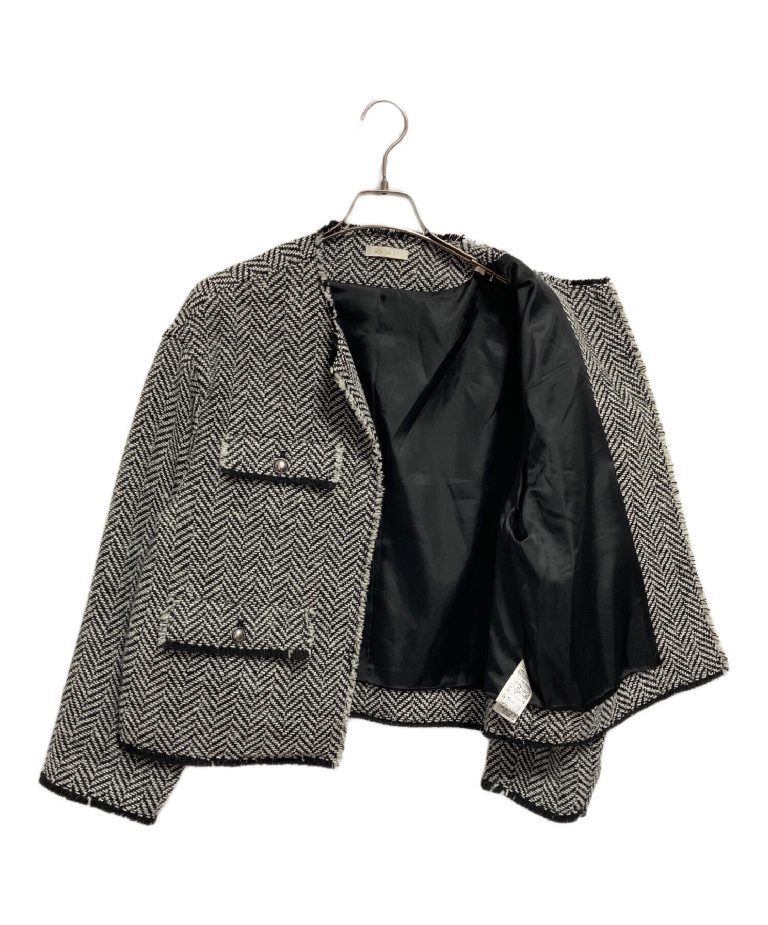 rirariraさま　Loungedress ツイードジャケットブラック ツイードジャケット（ノーカラージャケット）｜LOUNGEDRESS（ラウンジ