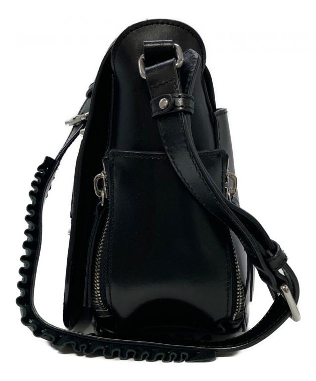 00s DIESEL レザー ショルダー バッグ ブラック 中古・古着通販】DIESEL (ディーゼル) スタッズレザーショルダーバッグ