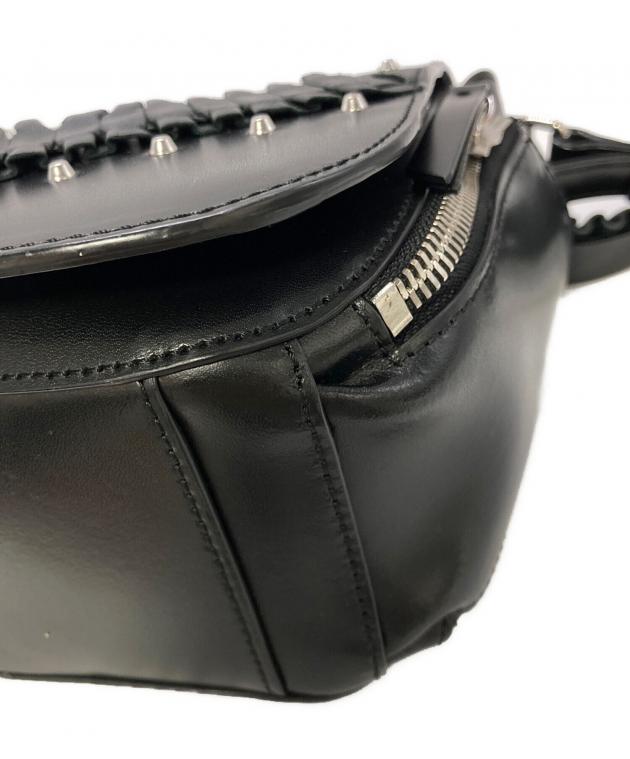 00s DIESEL レザー ショルダー バッグ ブラック 中古・古着通販】DIESEL (ディーゼル) スタッズレザーショルダーバッグ