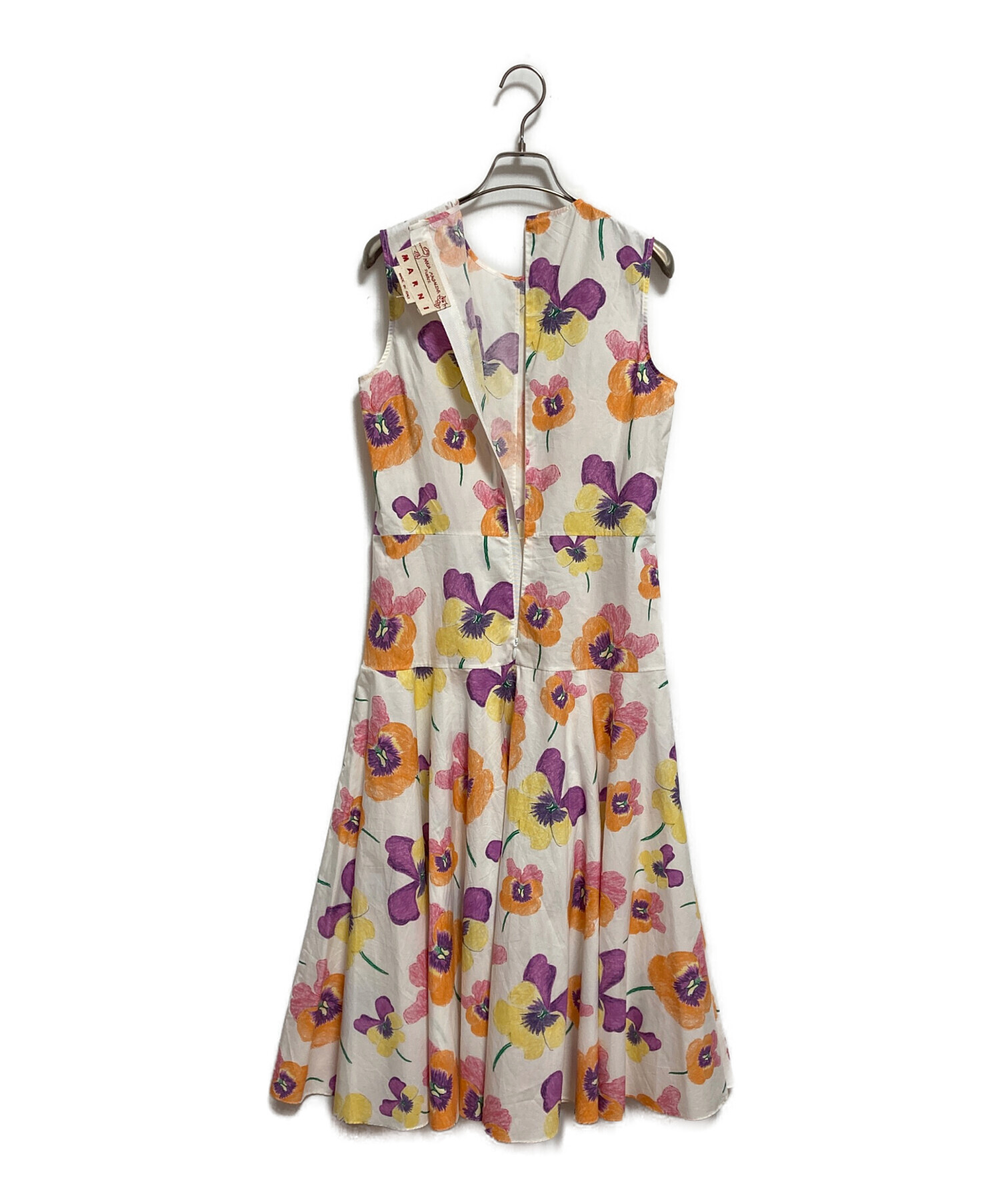 マルニ MARNI ワンピース サイズ38 レディース 花柄 美品 中古・古着通販】MARNI (マルニ) 花柄ワンピース ホワイト×パープル
