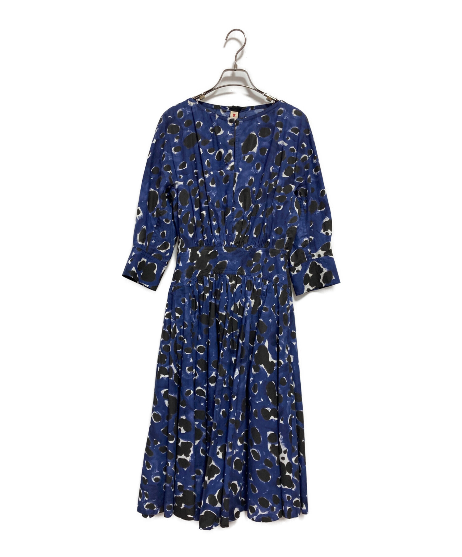 中古・古着通販】MARNI (マルニ) 総柄ワンピース ネイビー サイズ:M(38