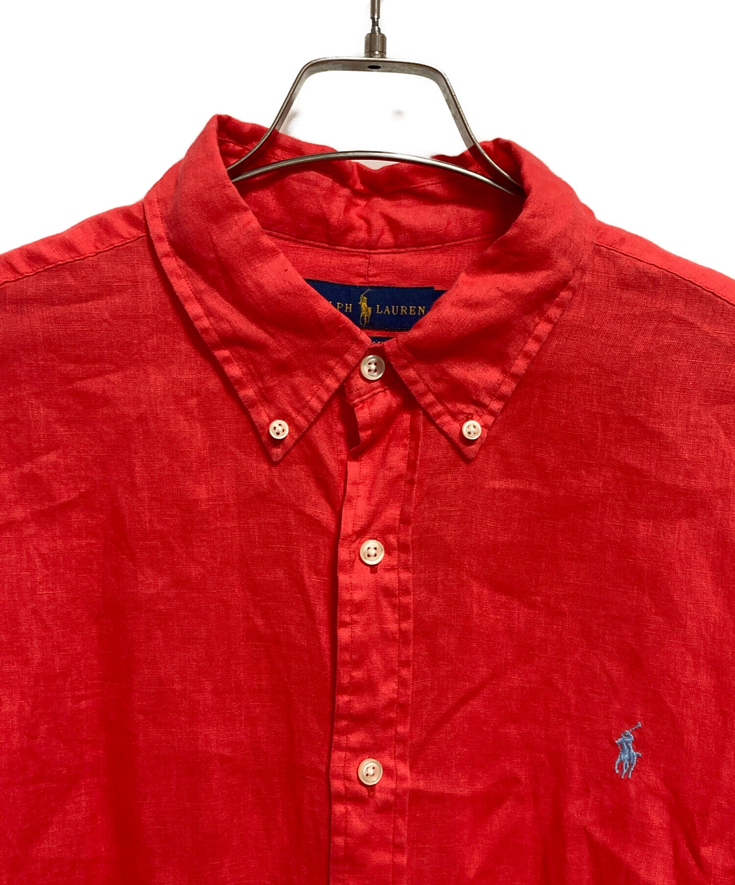 RalphLauren ラルフローレン　リネンシャツ レッド　赤XS 春夏 中古・古着通販】POLO RALPH LAUREN (ポロ・ラルフローレン) リネン
