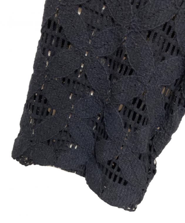 中古・古着通販】Uhr (ウーア) Lace Foodie Tops ネイビー サイズ:FREE