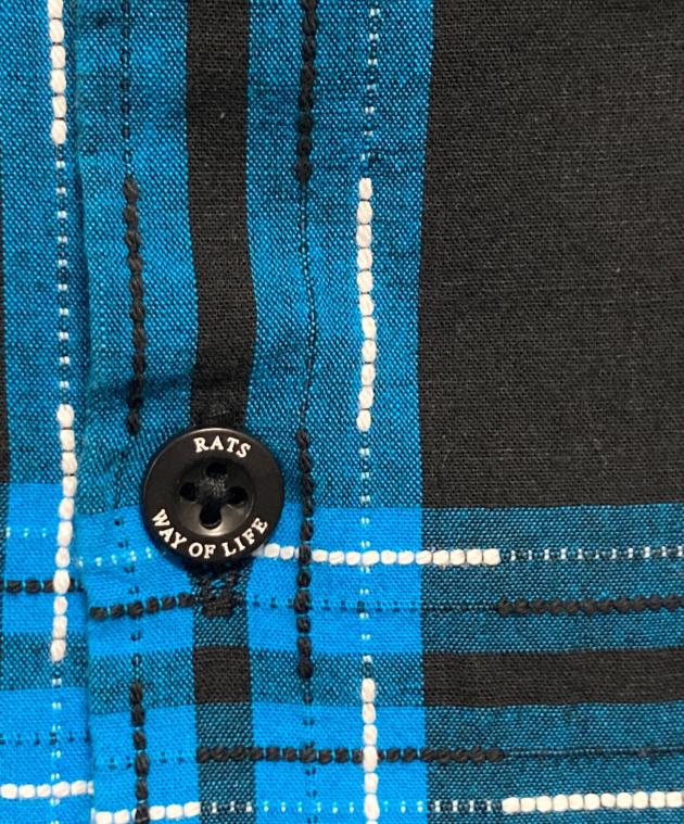 中古・古着通販】RATS (ラッツ) DOT CHECK SHIRT ブルー×ブラック