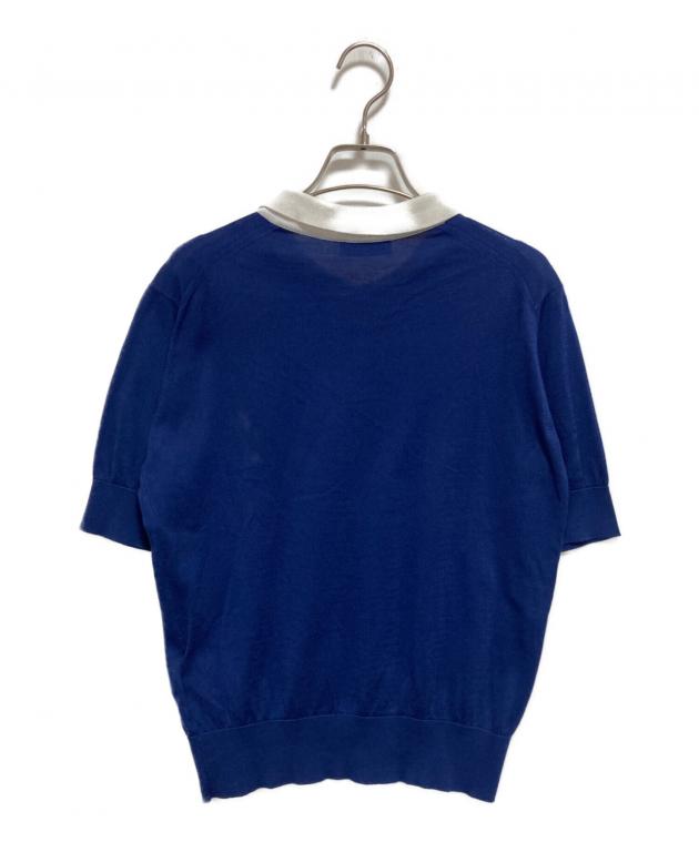 JOHN SMEDLEY 水色ニットポロシャツ Mサイズ 中古・古着通販】JOHN SMEDLEY (ジョンスメドレー) バイカラーニット