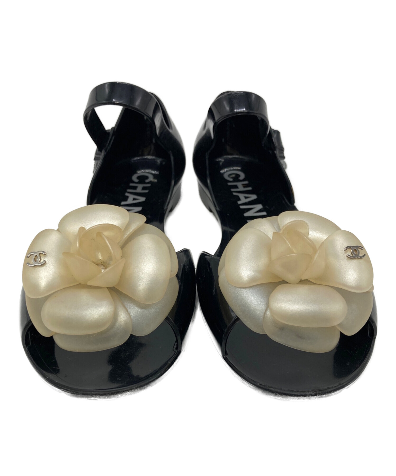 中古　CHANEL カメリア サンダル ミュール 中古・古着通販】CHANEL (シャネル) カメリアモチーフラバーサンダル