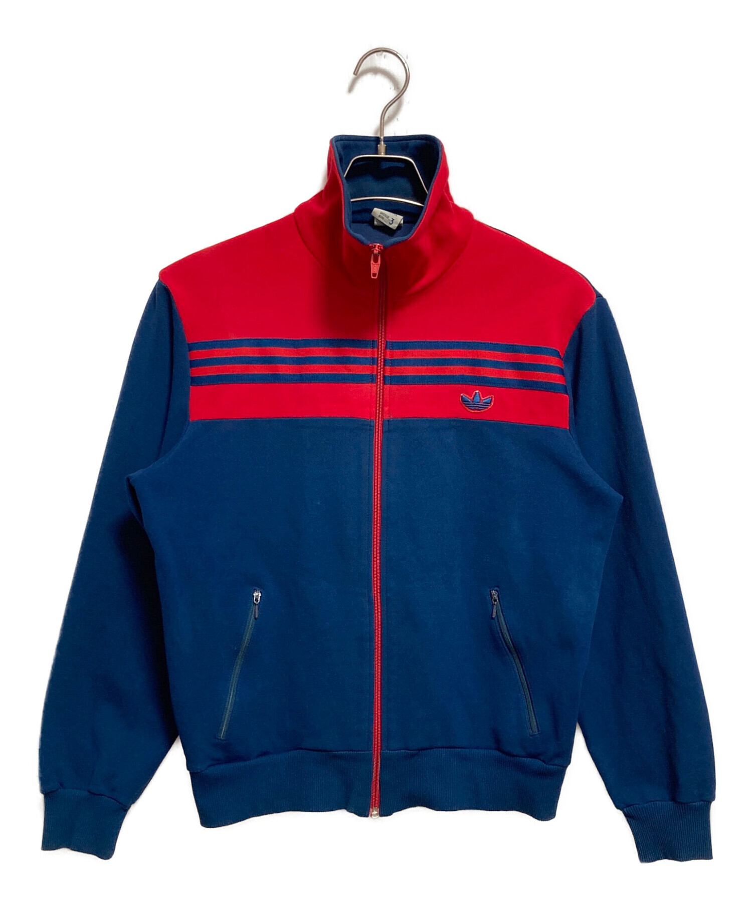  アディダス トラックジャケット ジャージ ネイビー×レッド 中古・古着通販】adidas (アディダス) トラックジャケット ネイビー