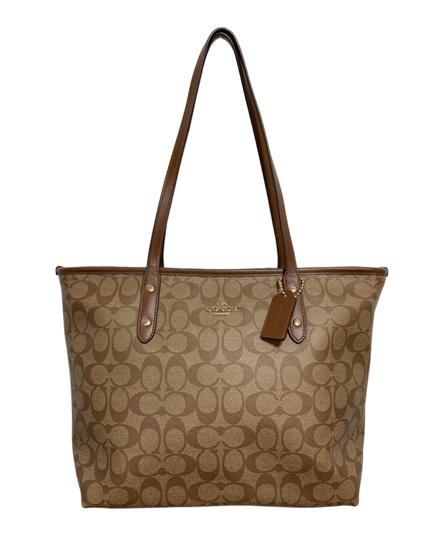 COACH トートバッグ ベージュ/ブラック 73665 中古・古着通販】COACH (コーチ) トートバッグ ベージュ｜ブランド