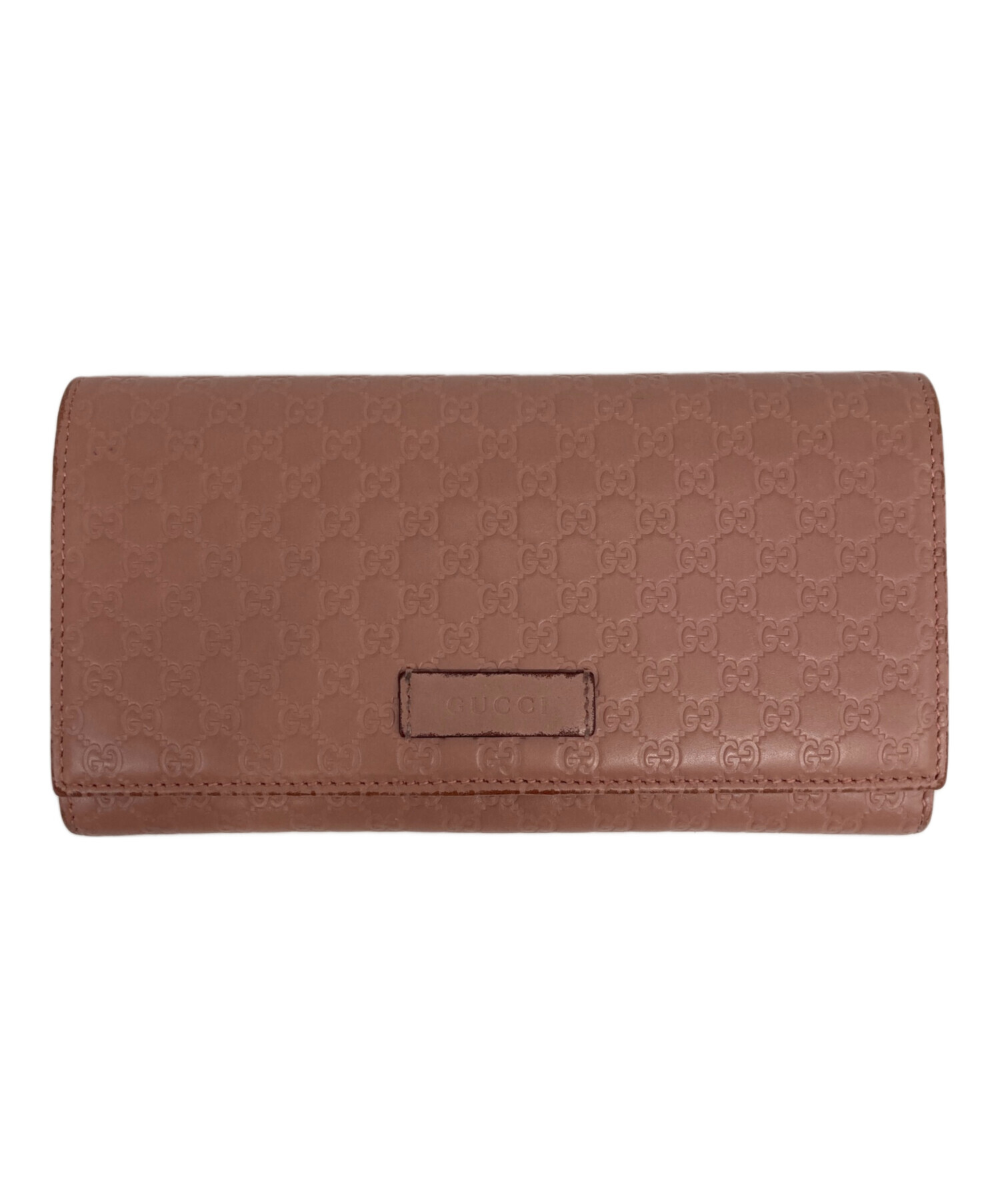中古・古着通販】GUCCI (グッチ) マイクログッチシマ 長財布 ピンク