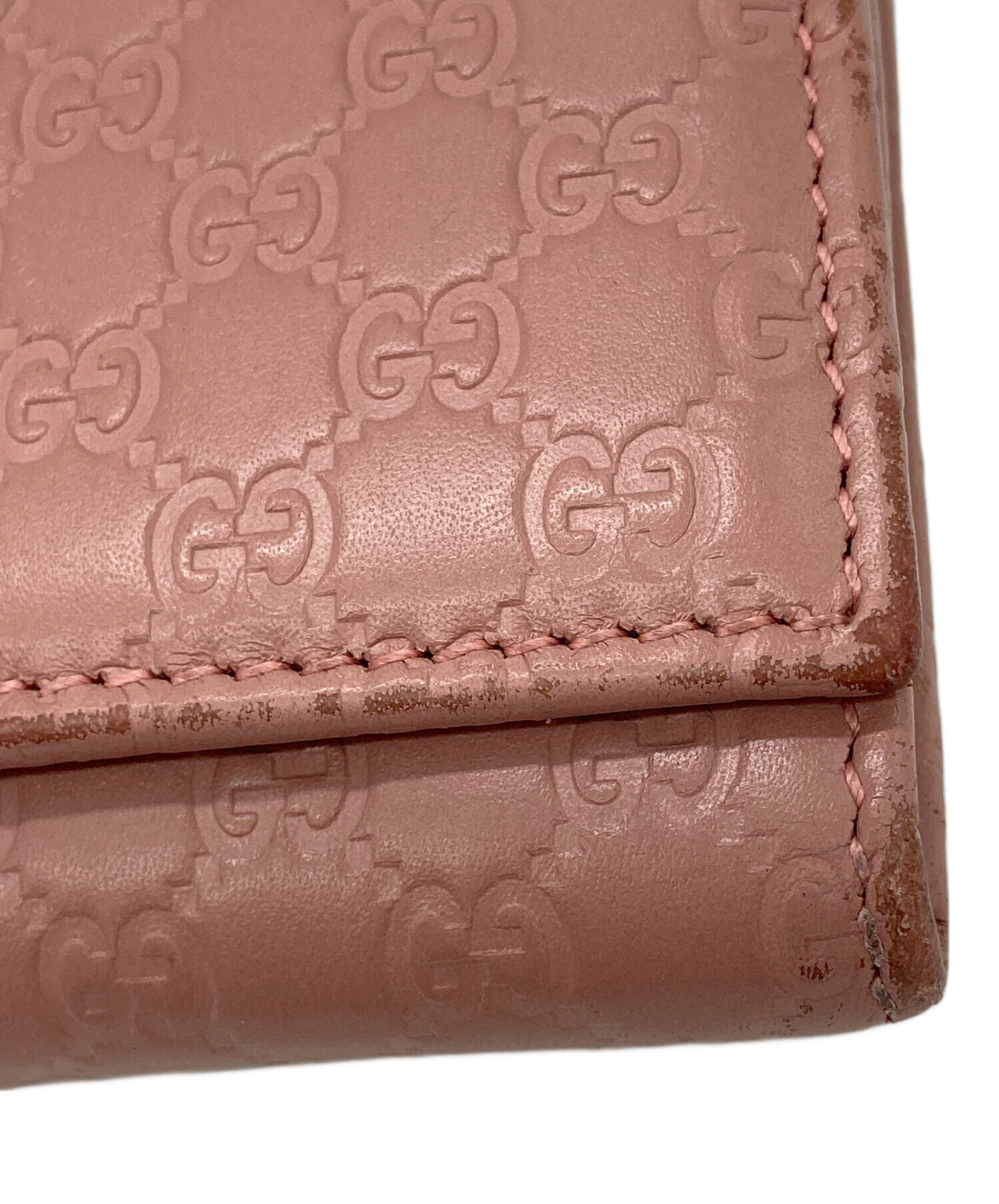 中古・古着通販】GUCCI (グッチ) マイクログッチシマ 長財布 ピンク