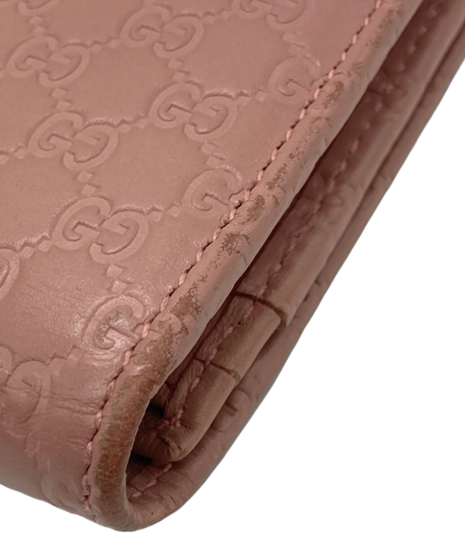 中古・古着通販】GUCCI (グッチ) マイクログッチシマ 長財布 ピンク