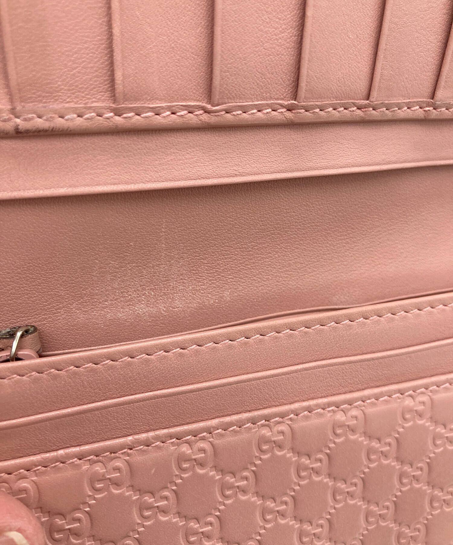 中古・古着通販】GUCCI (グッチ) マイクログッチシマ 長財布 ピンク