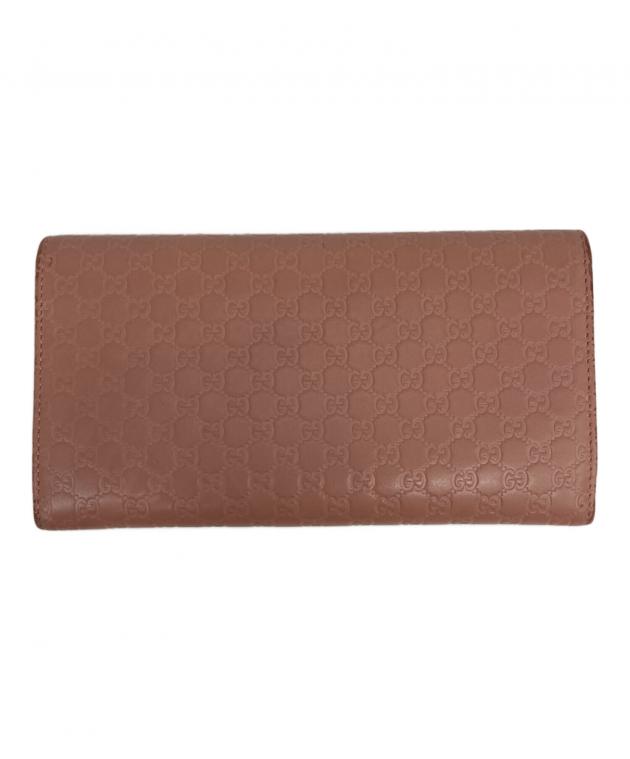 中古・古着通販】GUCCI (グッチ) マイクログッチシマ 長財布 ピンク