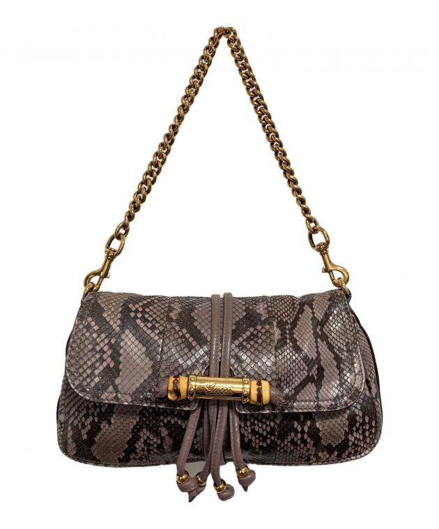 中古・古着通販】GUCCI (グッチ) パイソンレザーハンドバッグ パープル