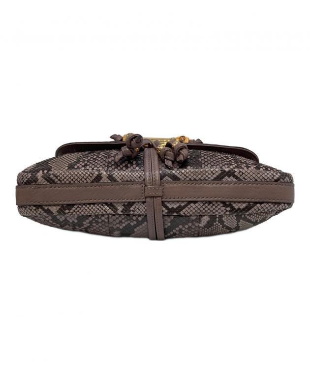 中古・古着通販】GUCCI (グッチ) パイソンレザーハンドバッグ パープル