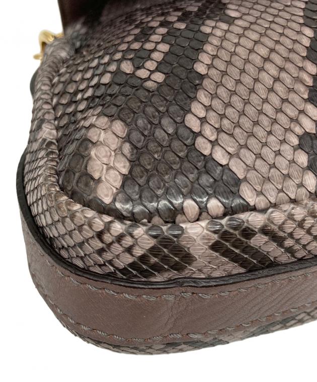中古・古着通販】GUCCI (グッチ) パイソンレザーハンドバッグ パープル