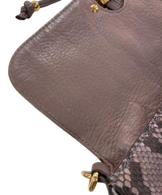 中古・古着通販】GUCCI (グッチ) パイソンレザーハンドバッグ パープル
