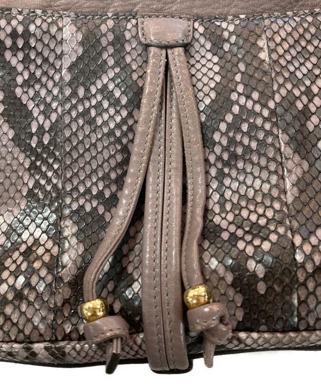 中古・古着通販】GUCCI (グッチ) パイソンレザーハンドバッグ パープル