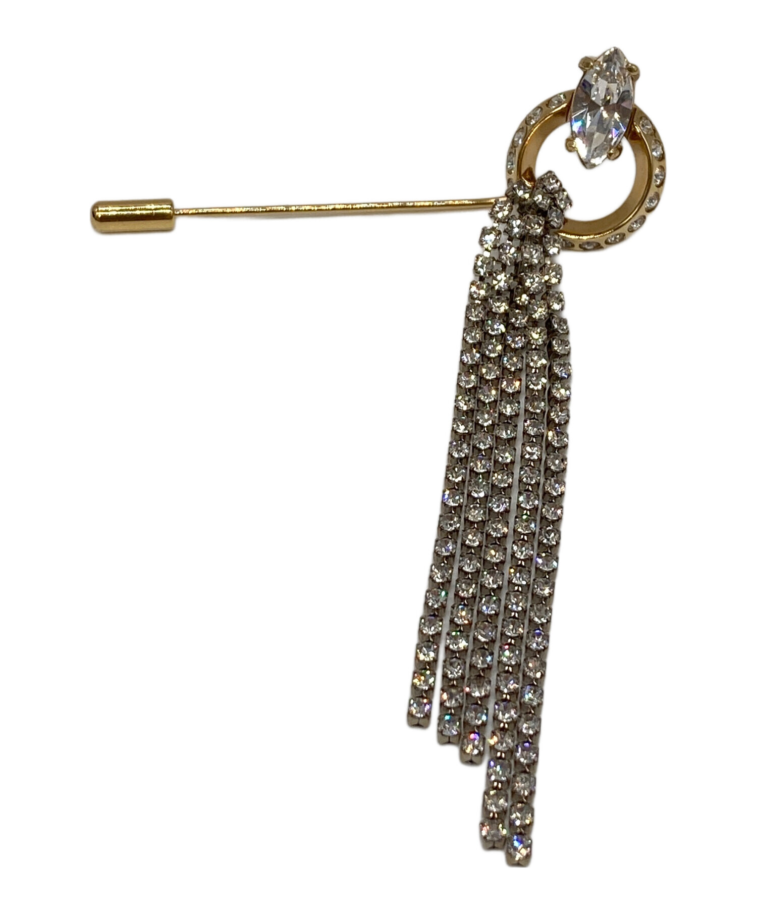 miu miu ブローチ 中古・古着通販】MIU MIU (ミュウミュウ) クリスタルブローチ ゴールド