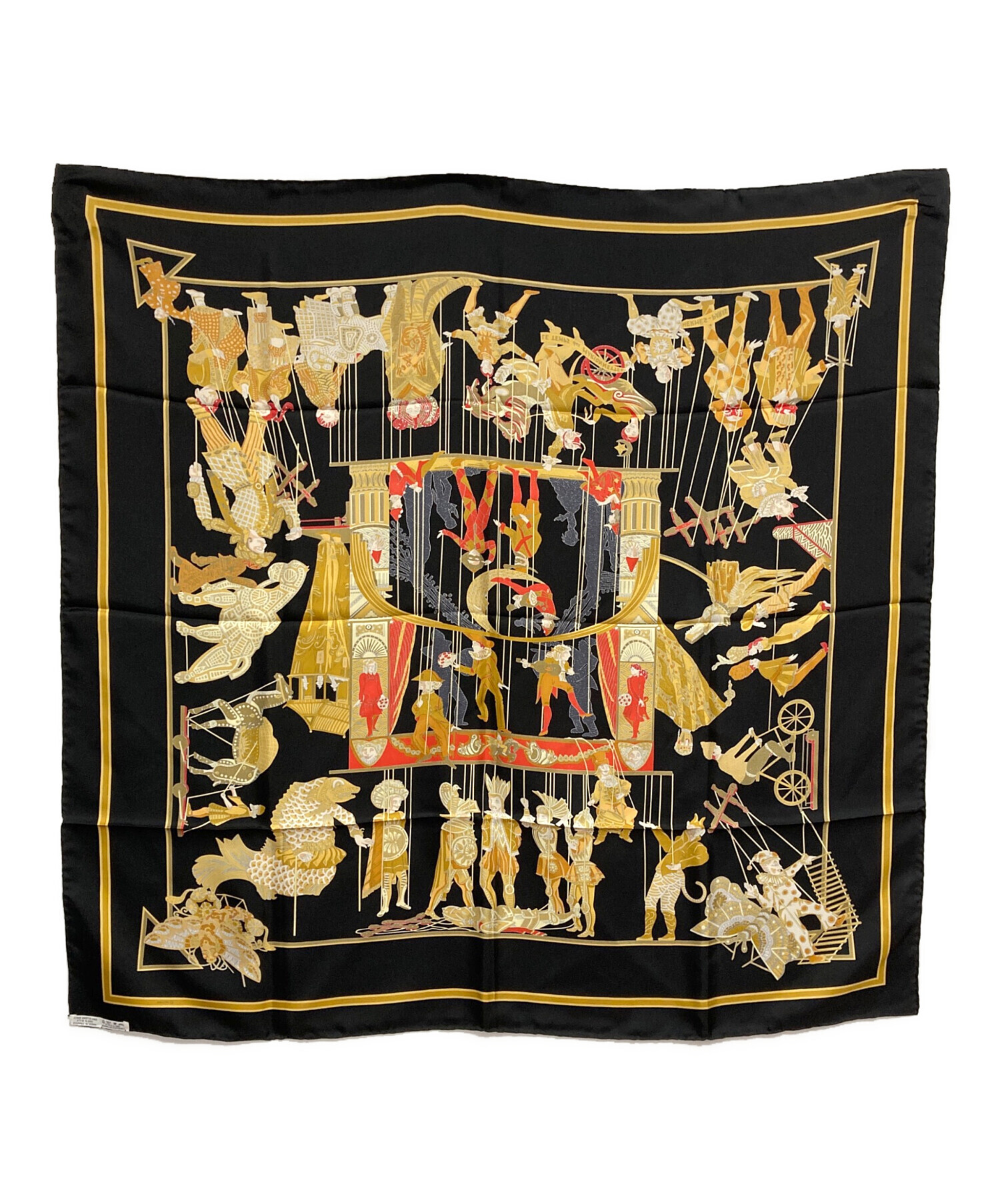 中古・古着通販】HERMES (エルメス) カレ90 シルクスカーフ ブラック