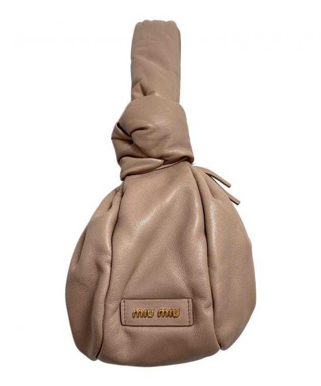 miu miu ギャザー ハンドバッグ ベージュ 中古・古着通販】MIU MIU (ミュウミュウ) ギャザーハンドバッグ ピンク