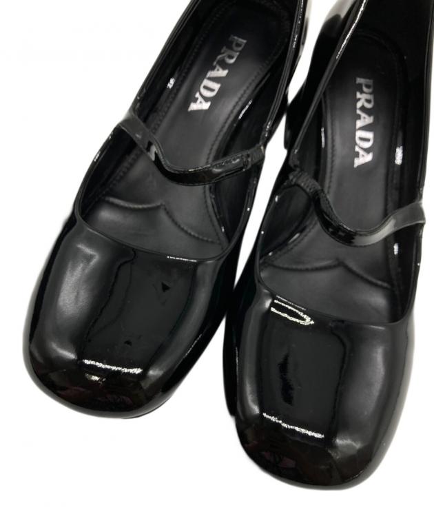 PRADA エナメル メリージェーン パンプス ブラック 中古・古着通販】PRADA (プラダ) メリージェーンパテントレザー