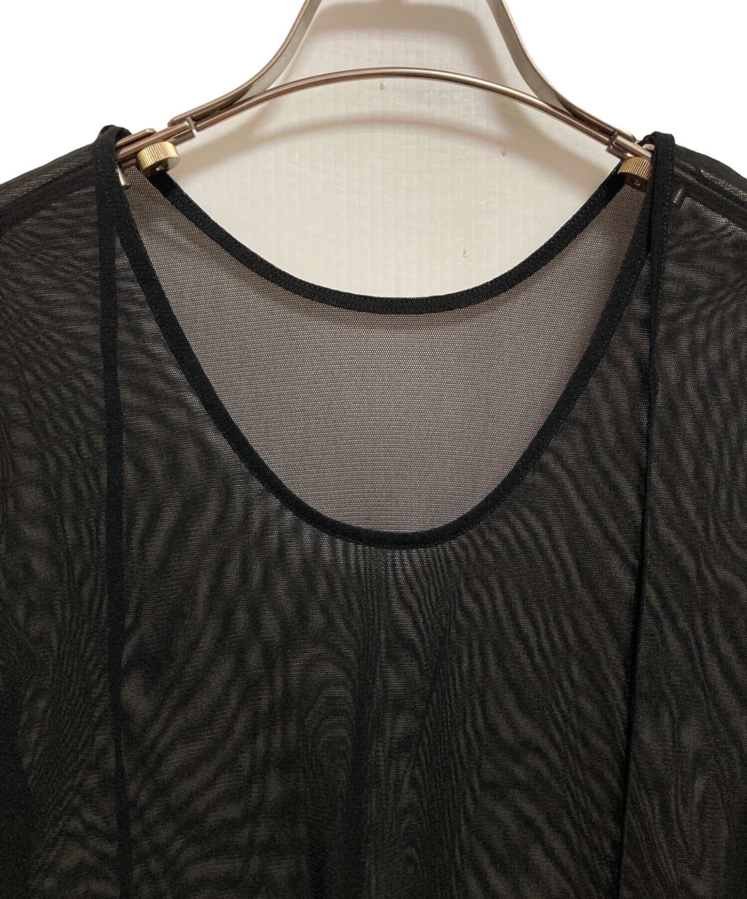 中古・古着通販】anuke (アンヌーク) 2way Sheer Tops ブラック サイズ