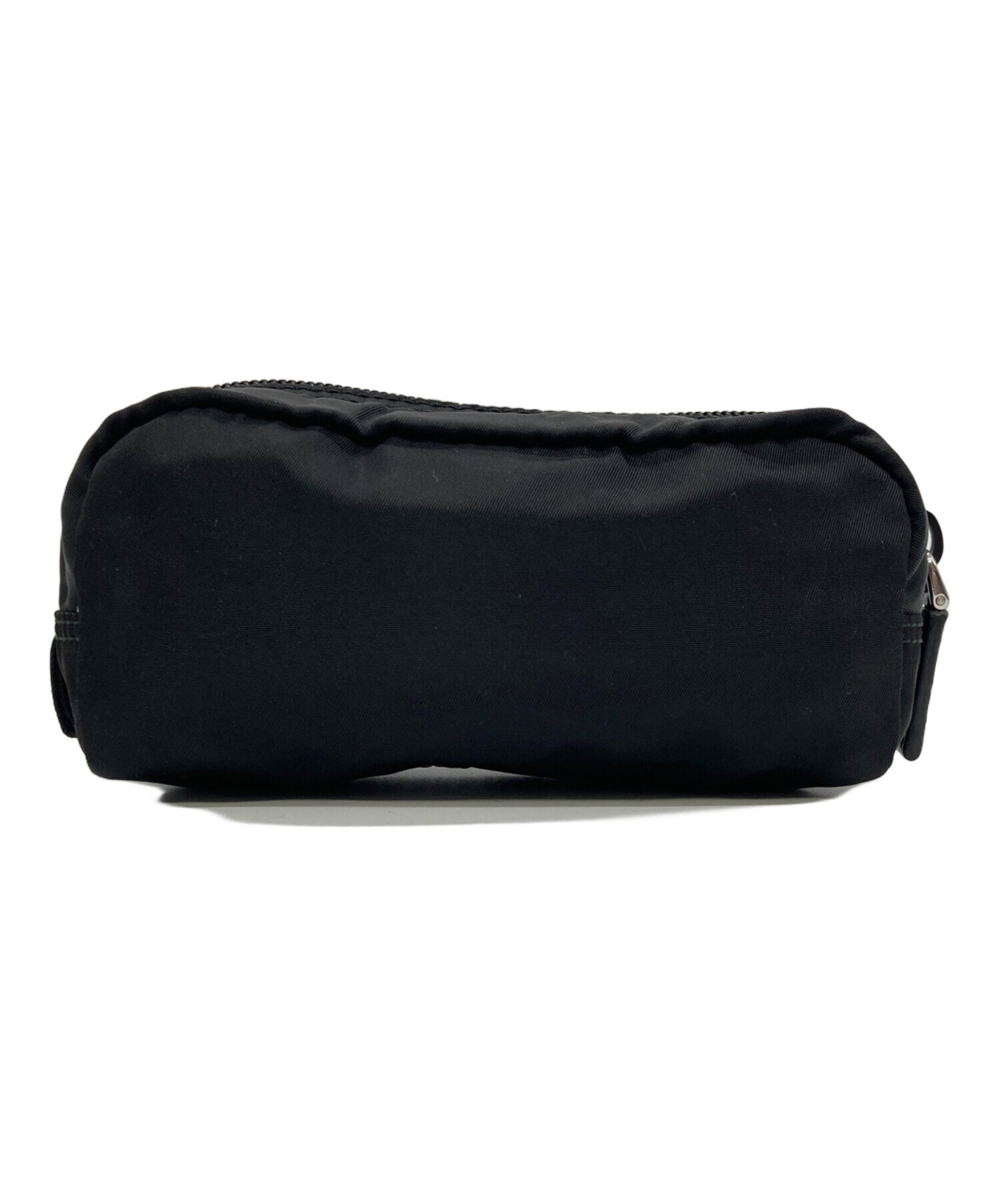 極美品　Re-Nylon　ワンピース　三角プレート　ポーチ　Lサイズ　ブラック 中古・古着通販】PRADA (プラダ) 三角ロゴプレートナイロンポーチ