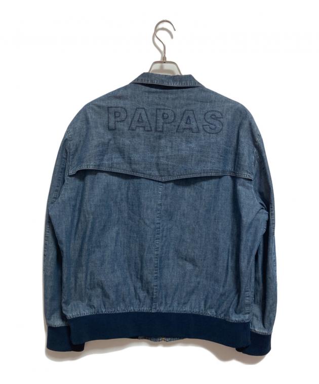Papas ネイビー ジャンパー・ブルゾン 中古・古着通販】PAPAS (パパス) ロゴ刺繍シャンブレーデニムブルゾン