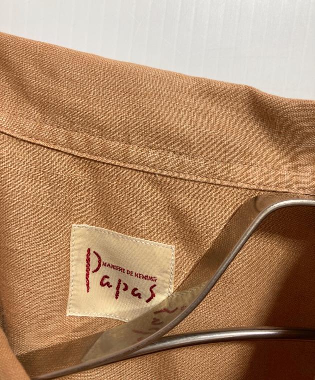 中古・古着通販】PAPAS (パパス) ロゴ刺繍リネンオープンカラーシャツ