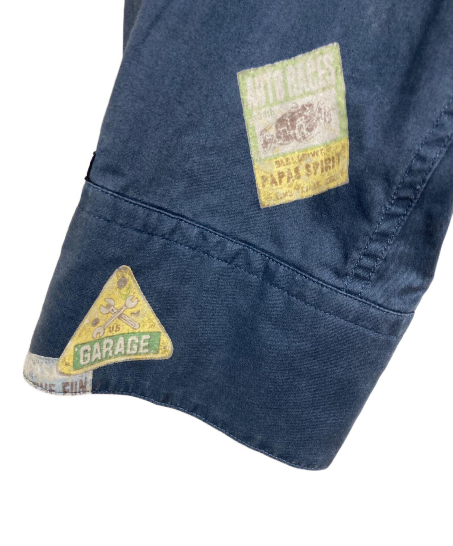 中古・古着通販】PAPAS (パパス) 総柄ボタンダウンシャツ ネイビー
