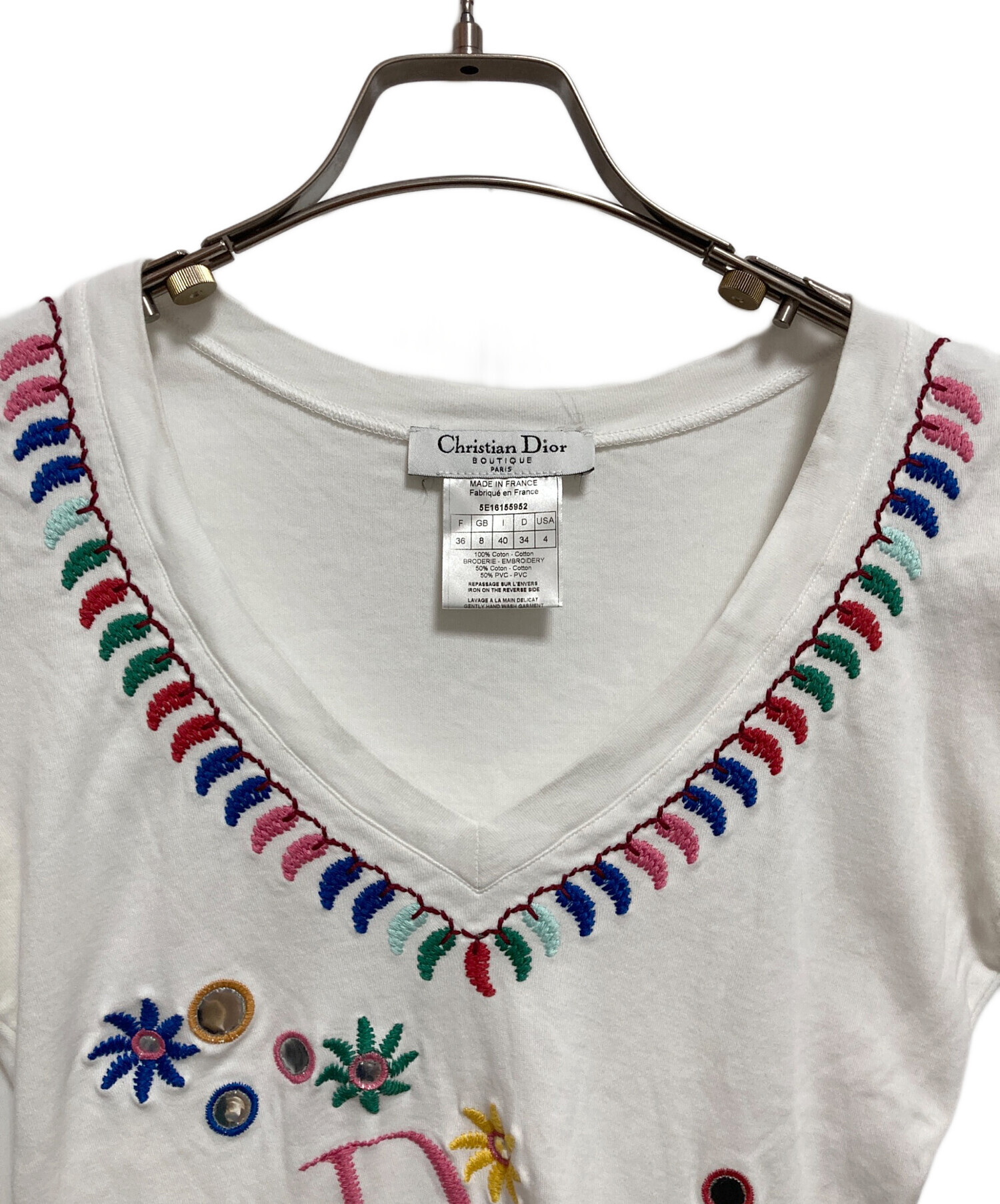 【古着/レア】Christian Dior ガリアーノ期 半袖Tシャツ 花柄 中古・古着通販】Christian Dior (クリスチャン ディオール) ロゴ刺繍