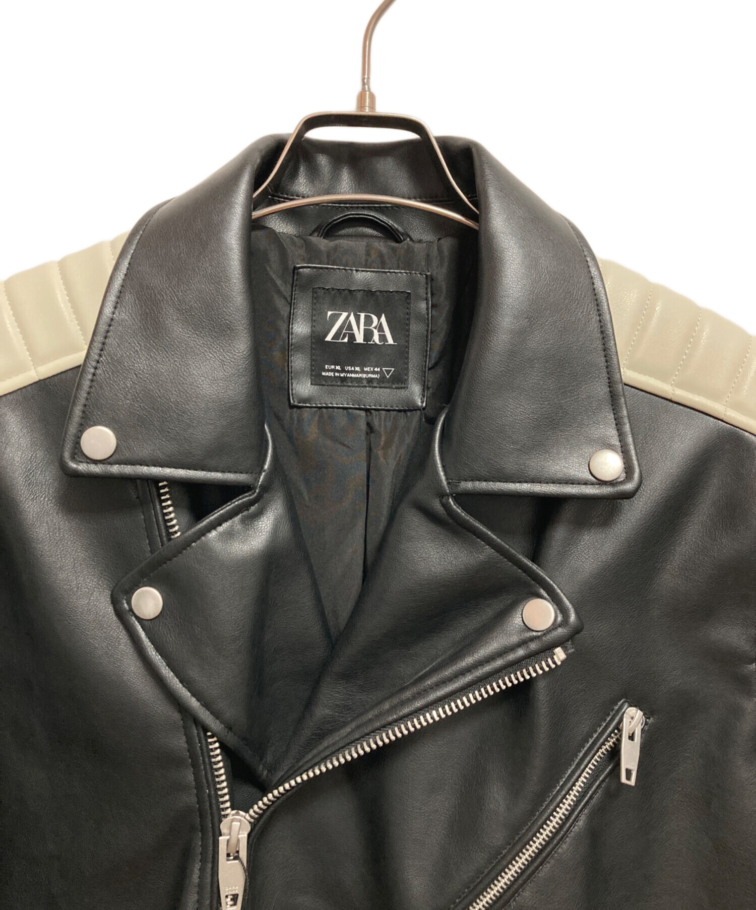 中古・古着通販】ZARA (ザラ) ダブルライダースジャケット ブラック