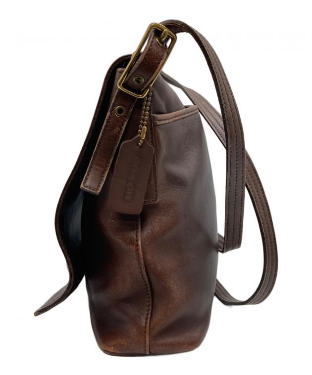 中古・古着通販】COACH (コーチ) レザーショルダーバッグ ブラウン