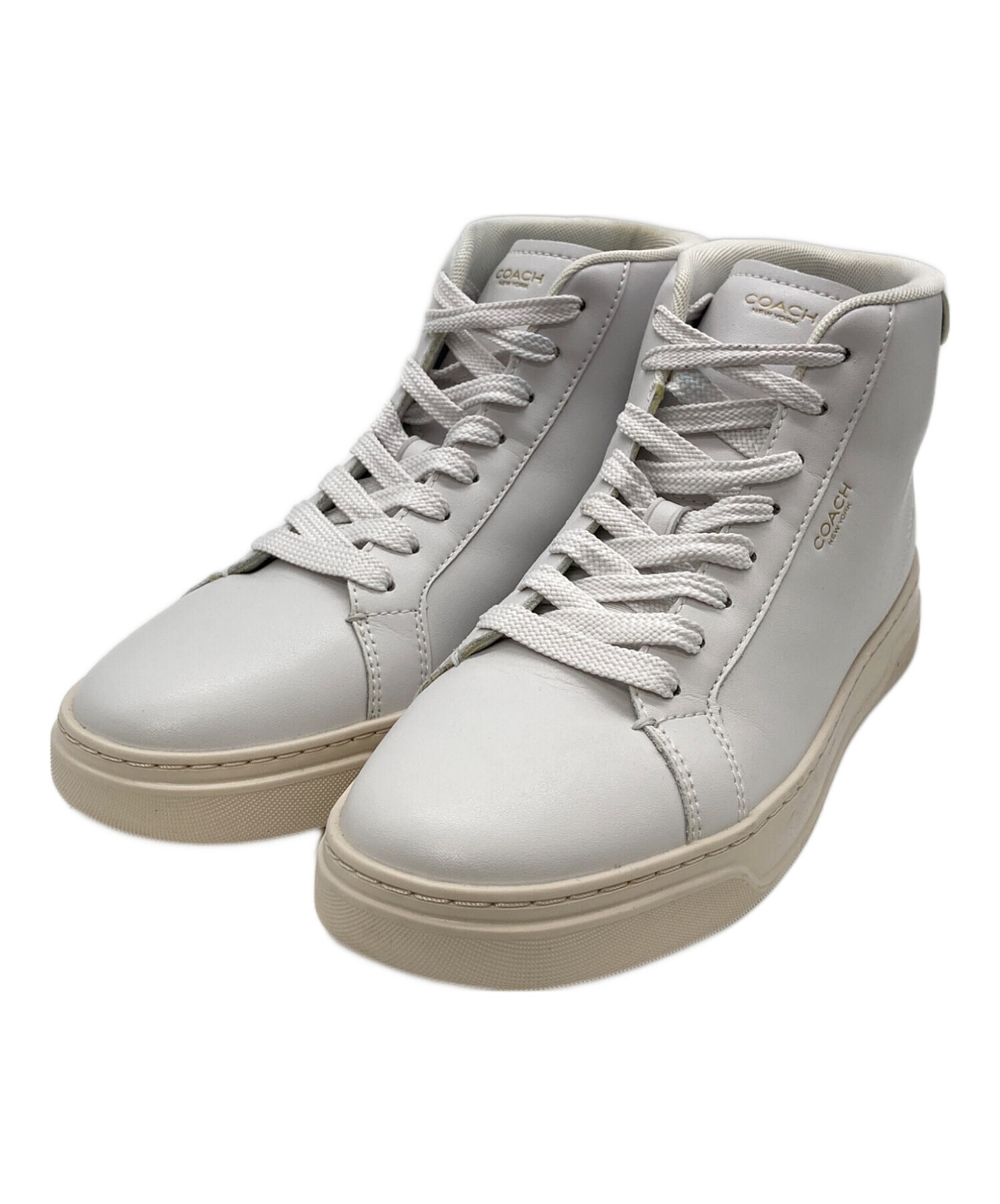 【美品】COACHコーチ　ハイ ライン レザースニーカー　ホワイト 中古・古着通販】COACH (コーチ) ハイ ライン ハイ トップ スニーカー