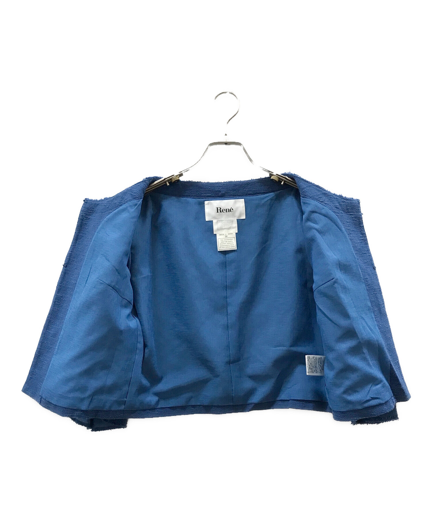 中古・古着通販】Rene (ルネ) ノーカラージャケット ブルー サイズ:36
