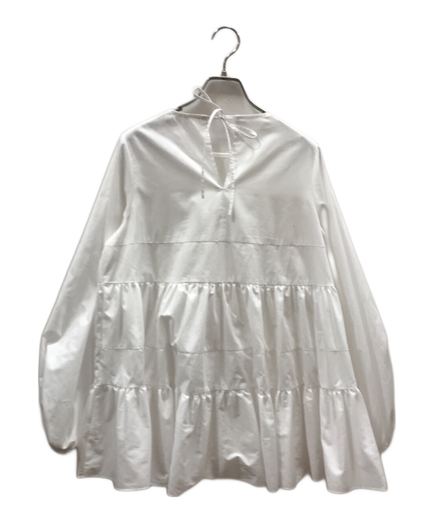 中古・古着通販】yori (ヨリ) ティアードロングブラウス ホワイト