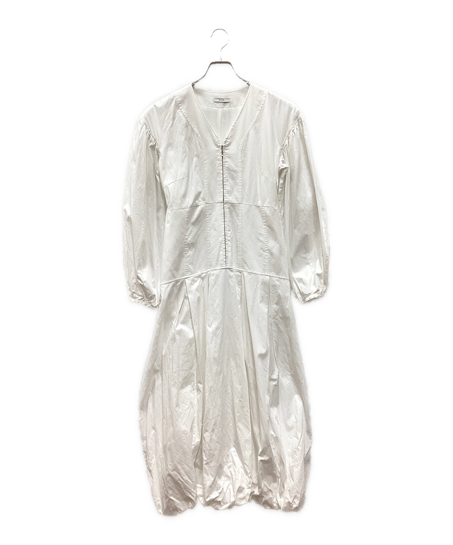 中古・古着通販】CLANE (クラネ) FRONT ZIP BALLOON ONEPIECE ホワイト 