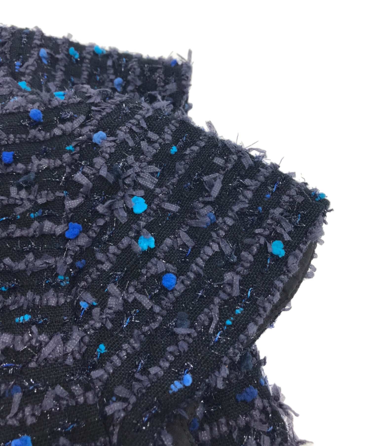 YOKO CHAN ツイード バルーンワンピース 半袖 サイズ40 ネイビー 中古・古着通販】YOKO CHAN (ヨーコチャン) ミックスツイード